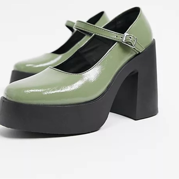 Patent Polar Chunky High Heeled Mary Chunky Heeled Mary Janes